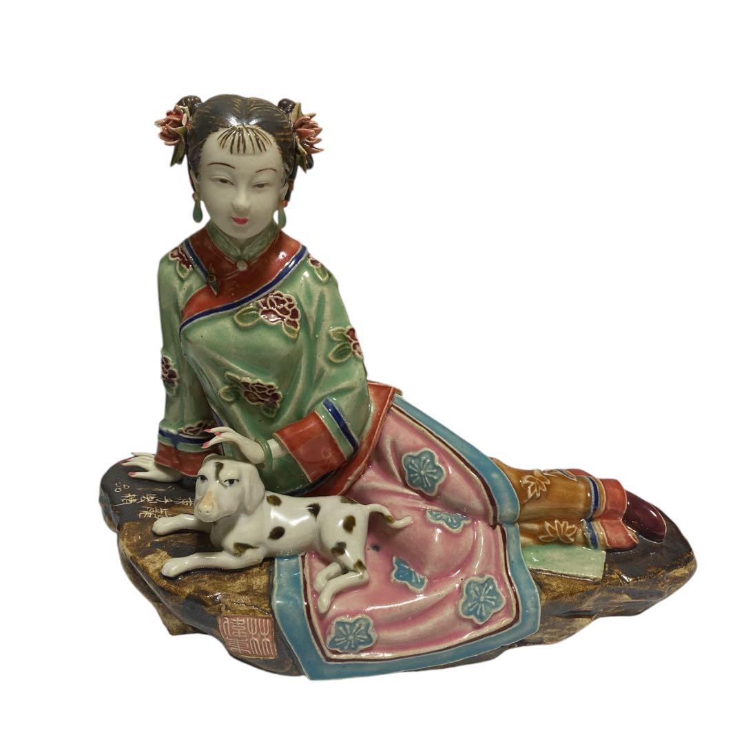 骨董 中国古美術 陶磁器 美人彫刻 アンティーク 置物 林偉東