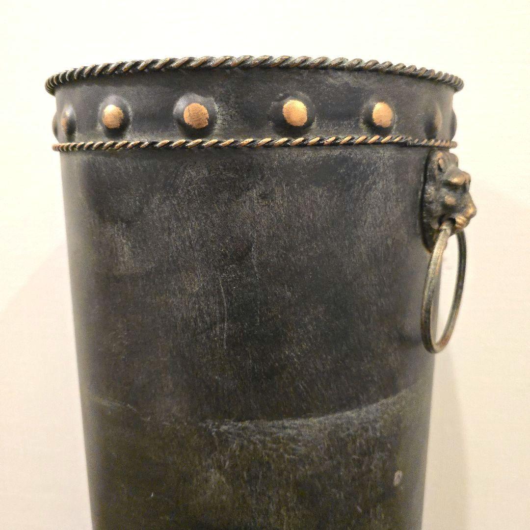 アンティーク調 アイアン ライオン 傘立て 受け皿付