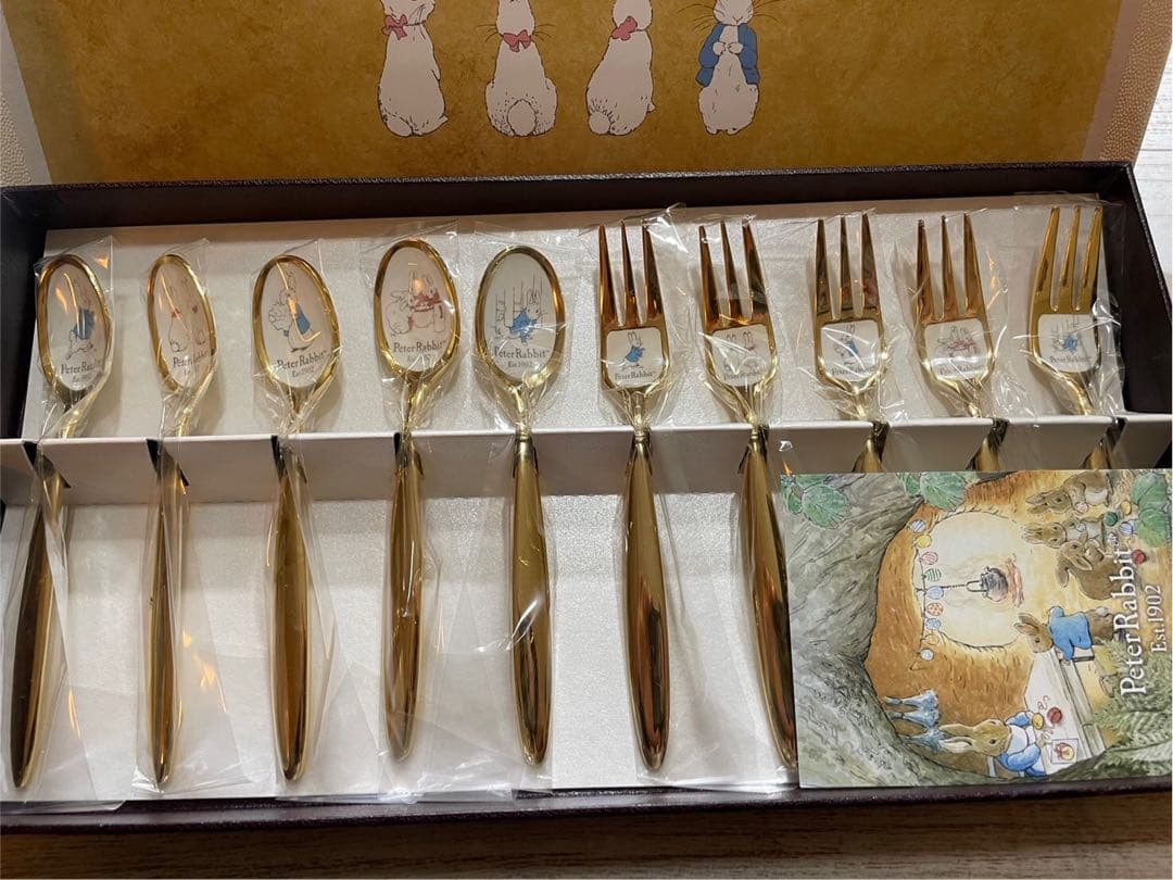 ピーターラビット、スプーン、フォークセット