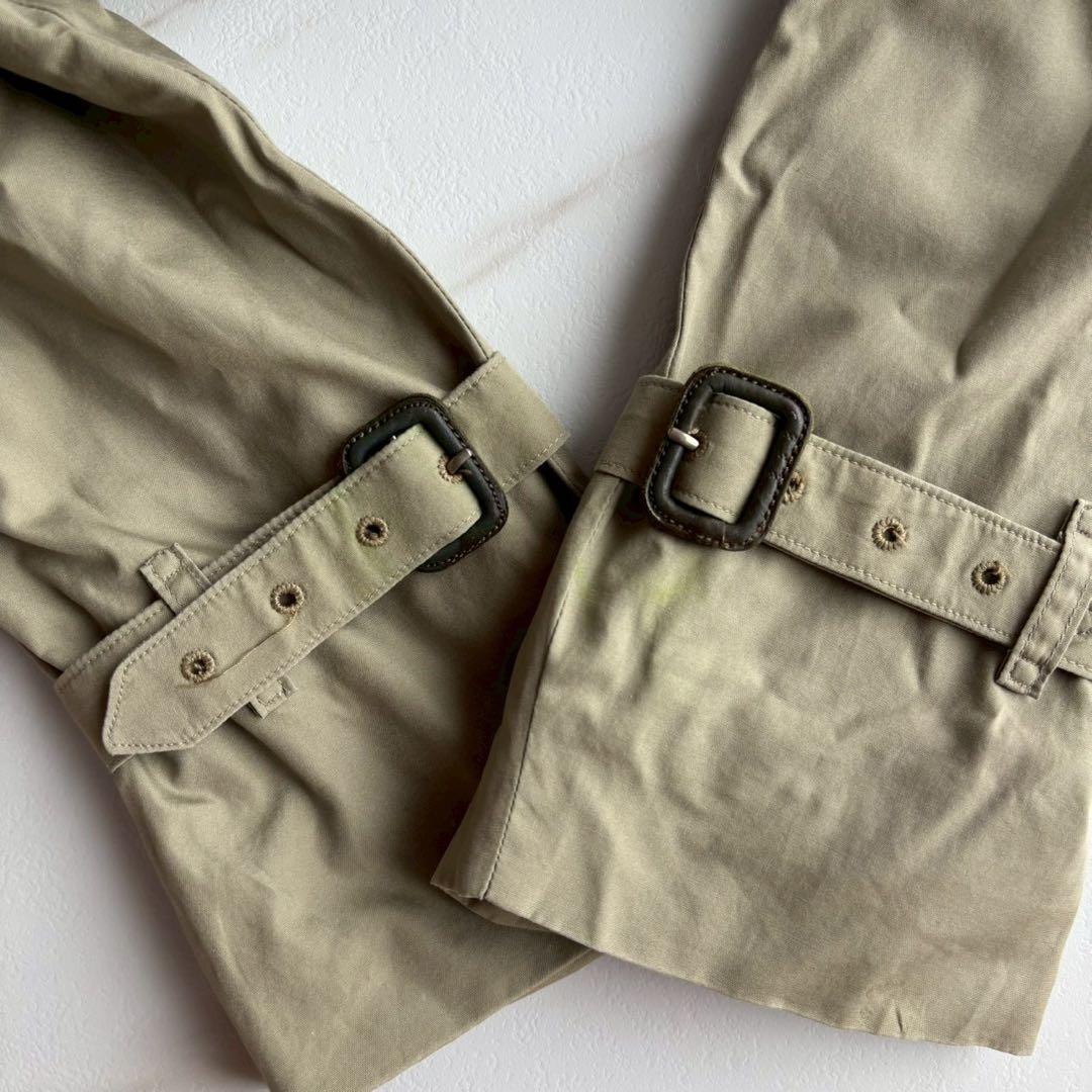 希少◆英国製 バーバリー 犬柄 トレンチ コート ベルト付き カーキ M