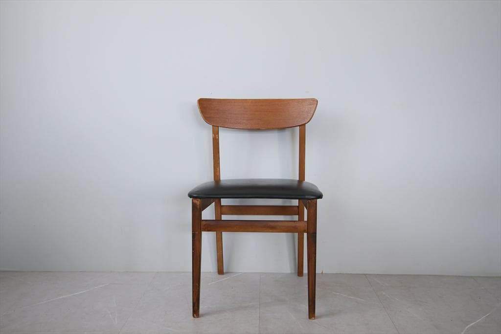 英国ヴィンテージチーク古木ダイニングチェア/椅子イス/モダン(92-164)