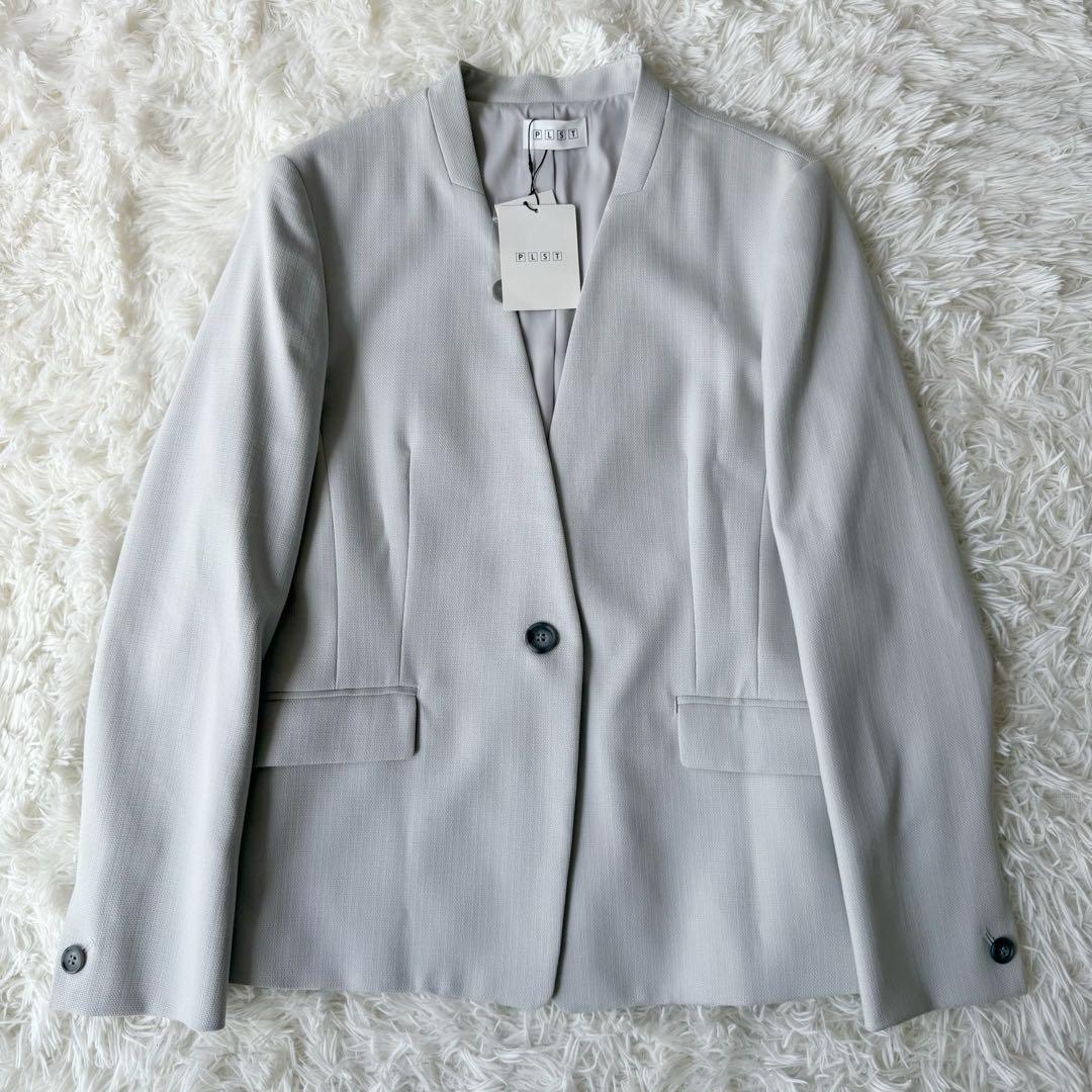 新品未使用タグ付き⭐︎PLST プラステ セットアップスーツ ノーカラー洗濯可XL