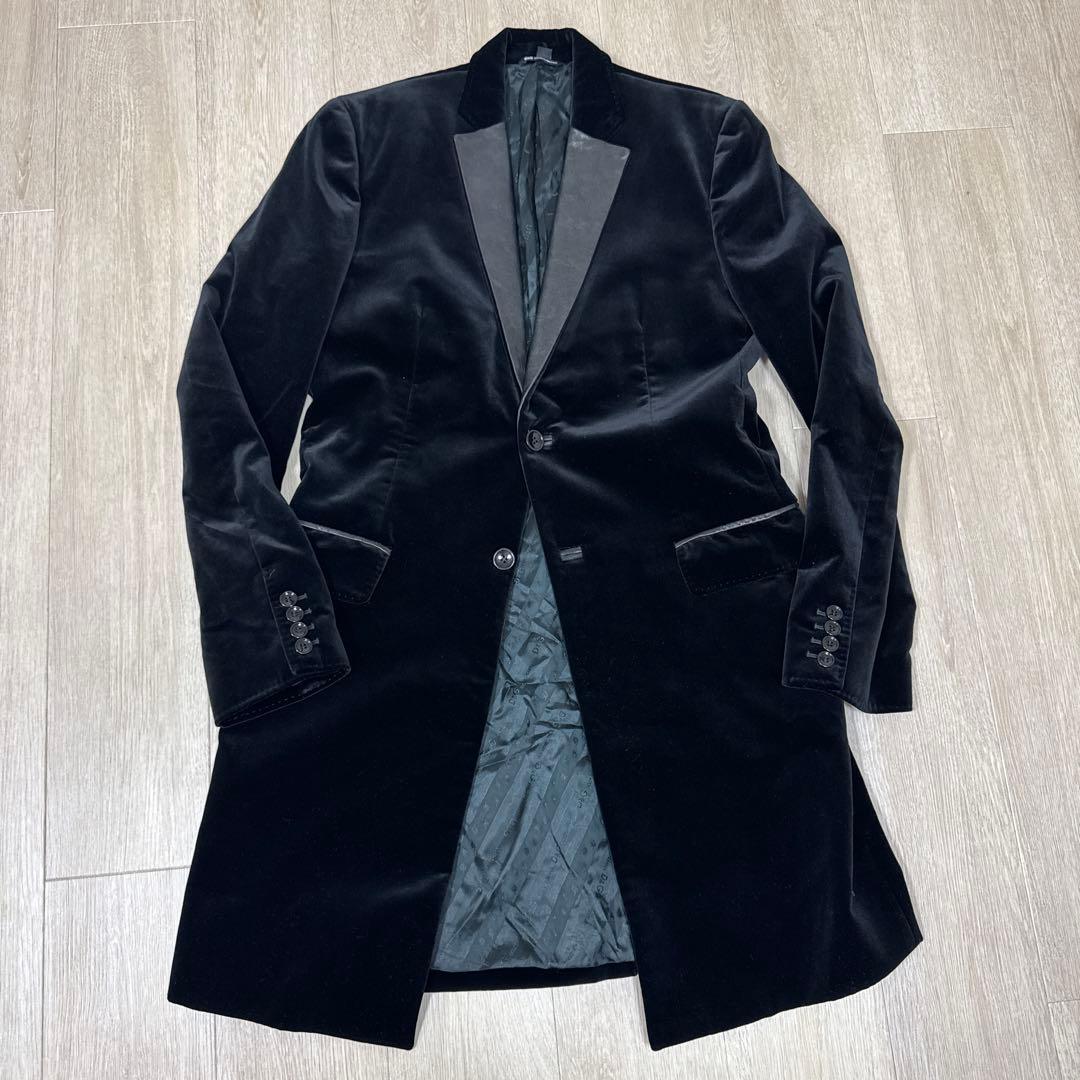 D＆G ドルチェ&ガッバーナ　ベロア　チェスターコート　黒　48