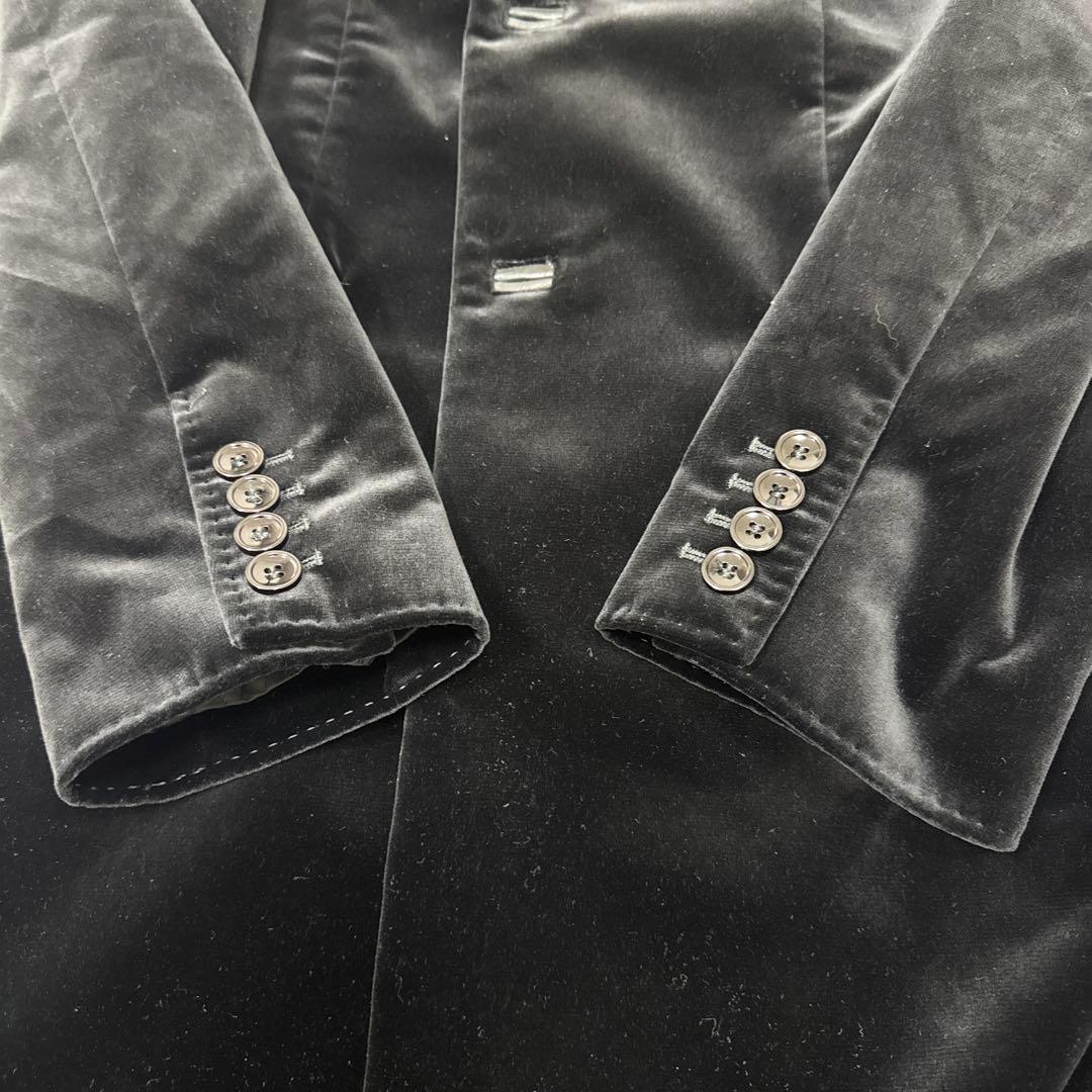 D＆G ドルチェ&ガッバーナ　ベロア　チェスターコート　黒　48