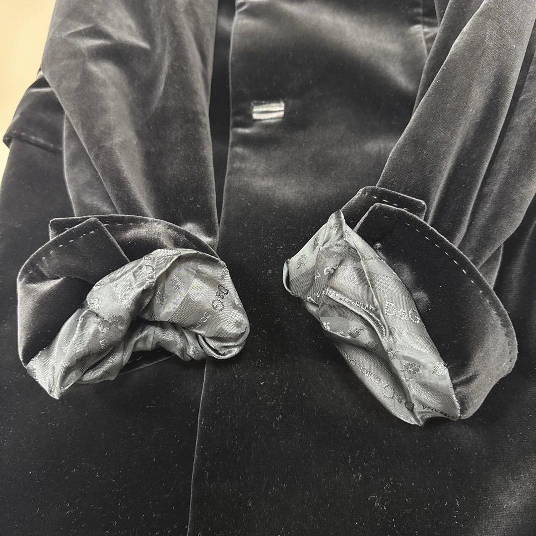 D＆G ドルチェ&ガッバーナ　ベロア　チェスターコート　黒　48