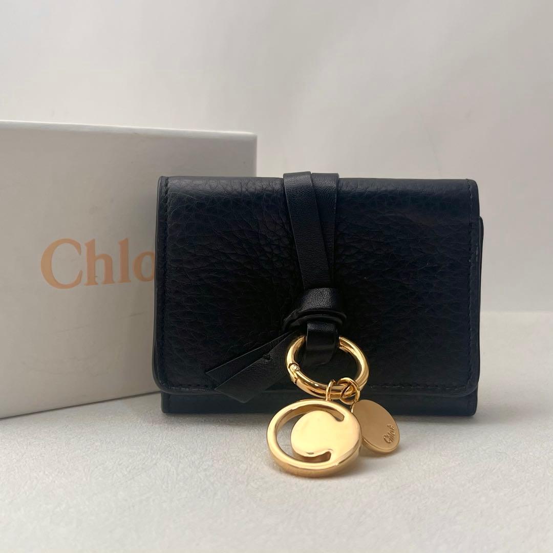 【美品】Chloé アルファベット ミニ財布 ブラック 箱付　0128-③