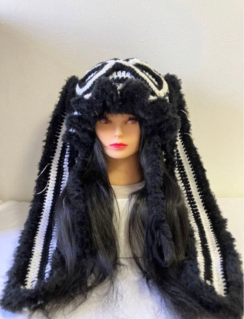 うさ耳ニット帽　ネコ耳ニット帽　ボンネット　パンク　量産型　ゴスロリ　y2k ☺︎