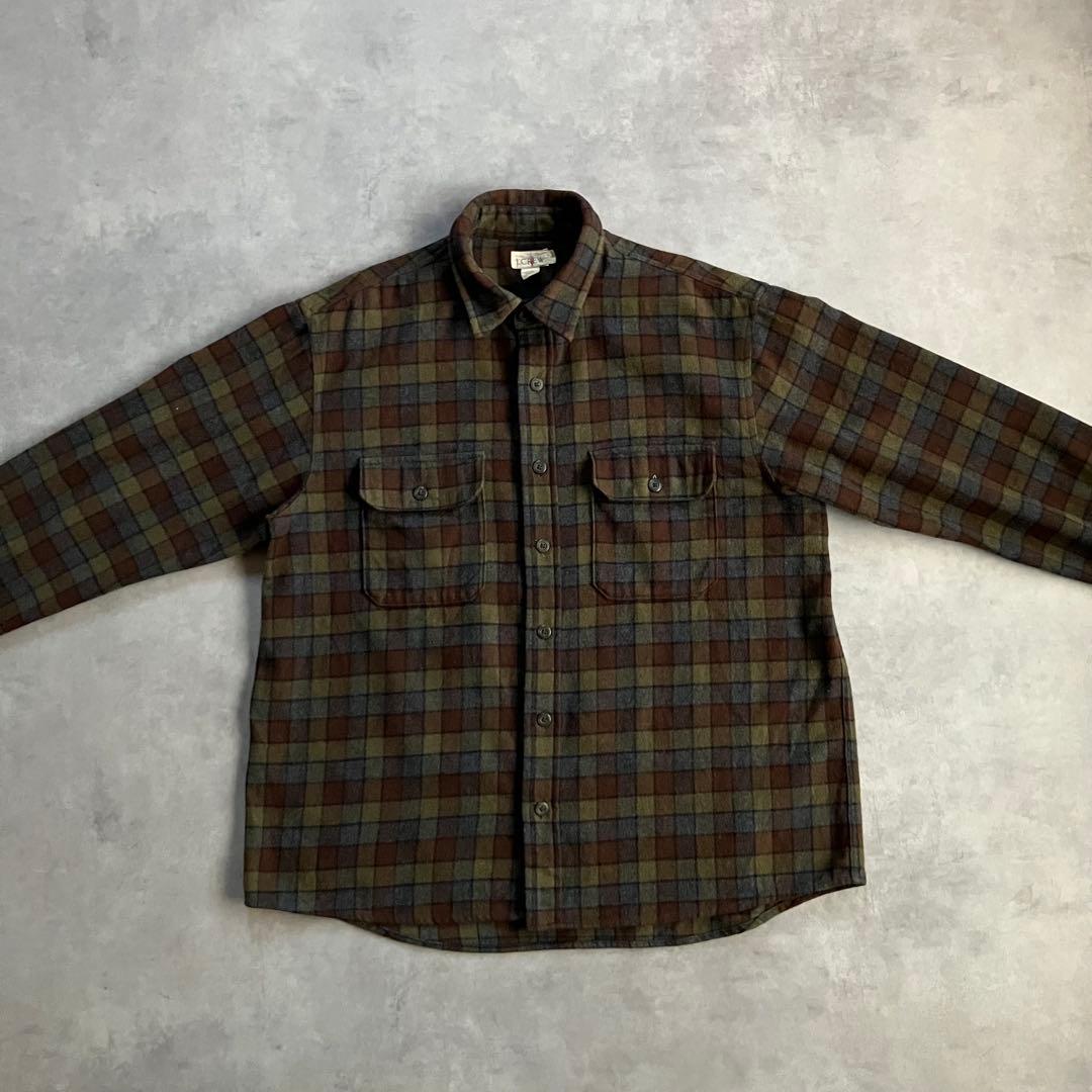 90s ビンテージ j.crew ボックス ヘビーウール チェック シャツ 古着