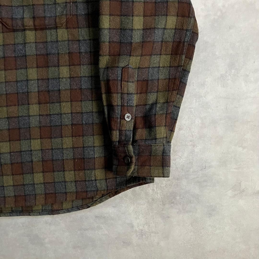 90s ビンテージ j.crew ボックス ヘビーウール チェック シャツ 古着