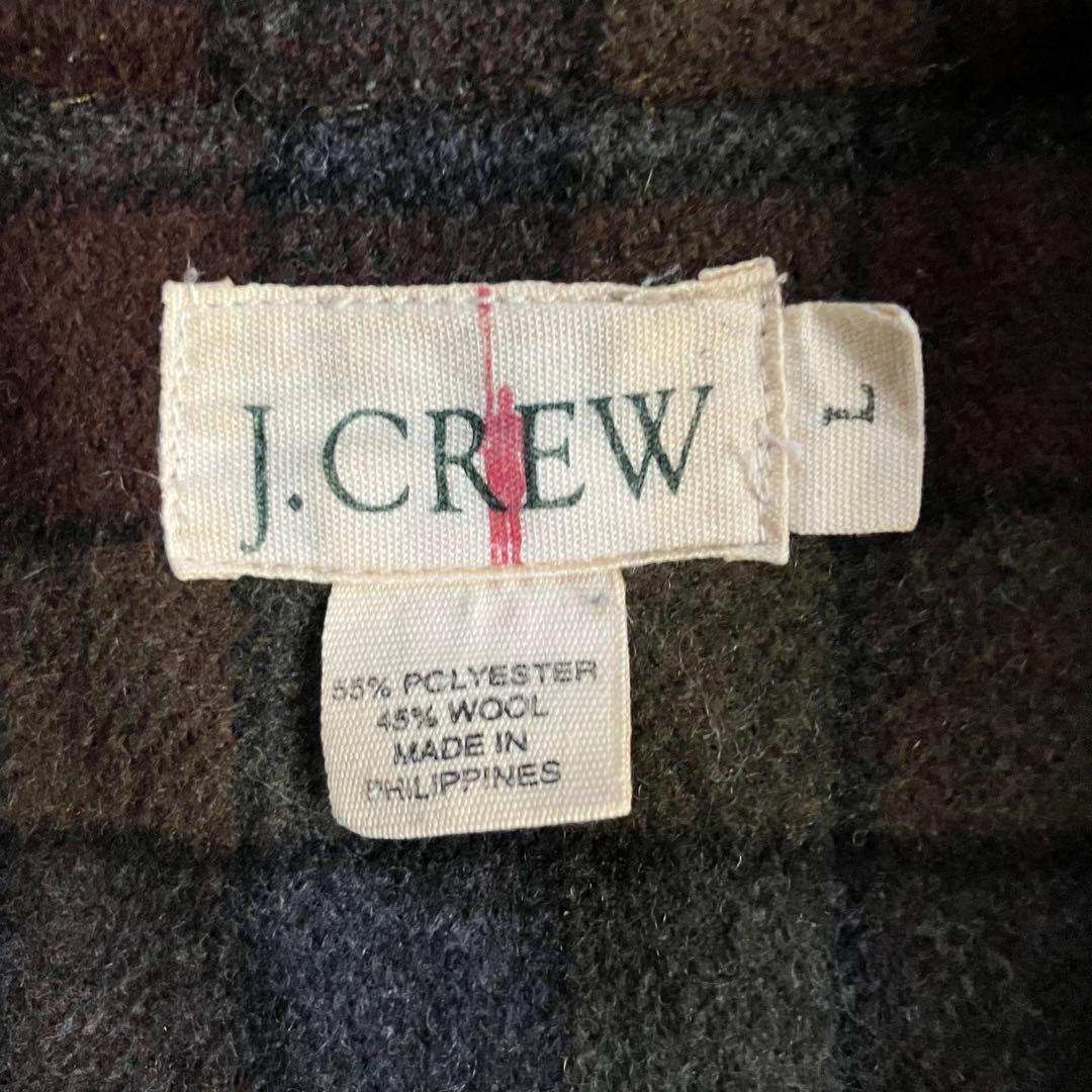 90s ビンテージ j.crew ボックス ヘビーウール チェック シャツ 古着