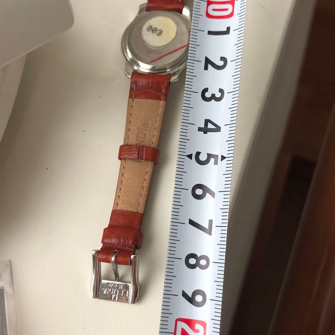 【美品】FENDI フェンディ 210L 腕時計 ピンク文字盤 ブラウンレザー