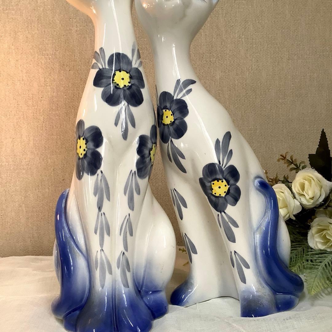 【美品】　ヴィンテージ　陶器　『ペア　猫さん』　オブジェ