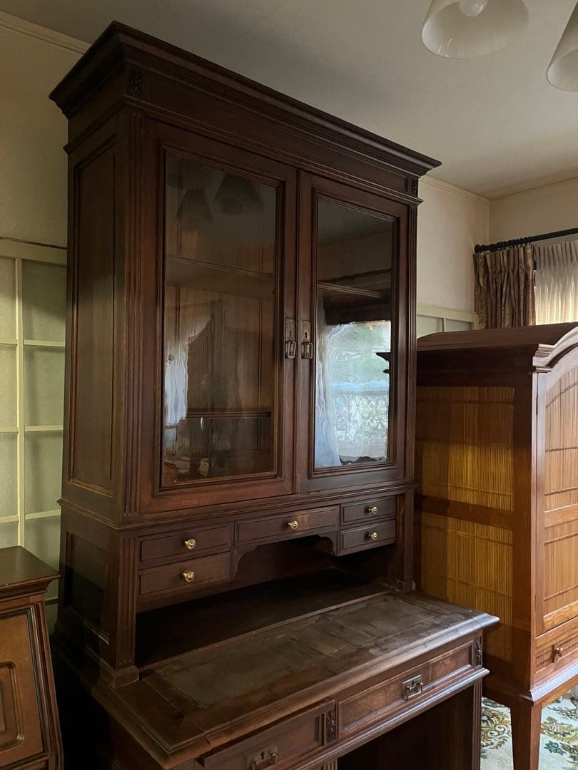 英国製 イギリス アンティーク デスク 棚 ビンテージ インテリア キャビネット