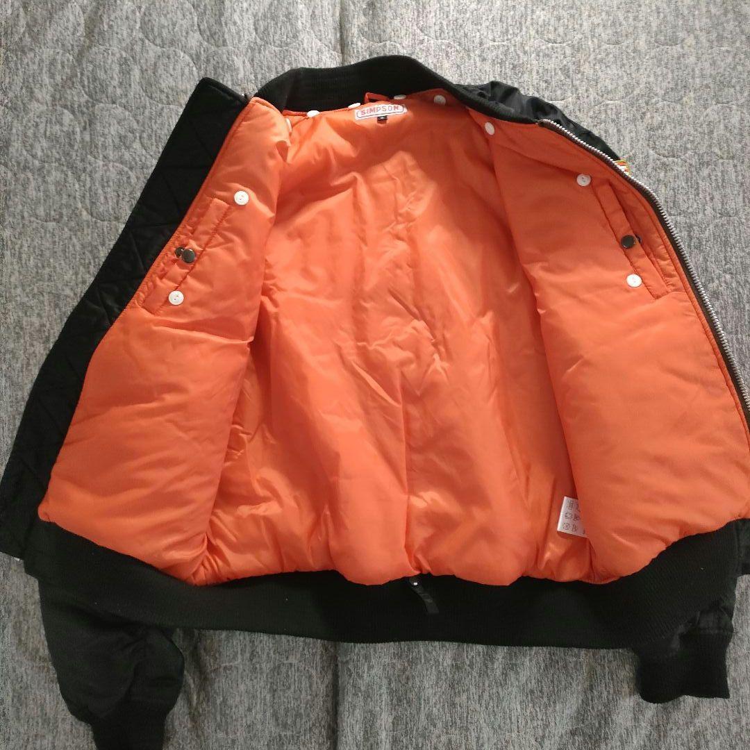 希少サイズ 3L SIMPSON MA-1 フード着脱可 フライトジャケット 黒