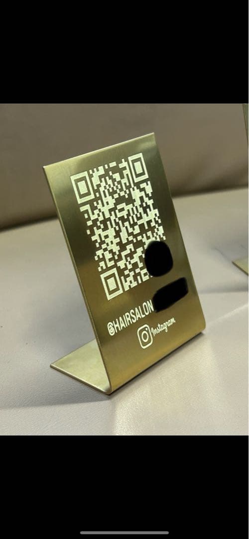 真鍮製　QRコードスタンド　ブラス　インダストリアル　オリジナル看板