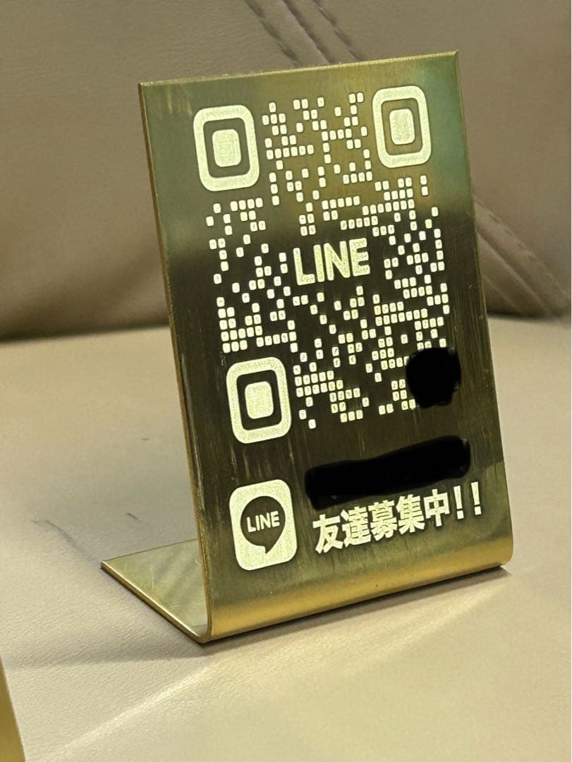 真鍮製　QRコードスタンド　ブラス　インダストリアル　オリジナル看板