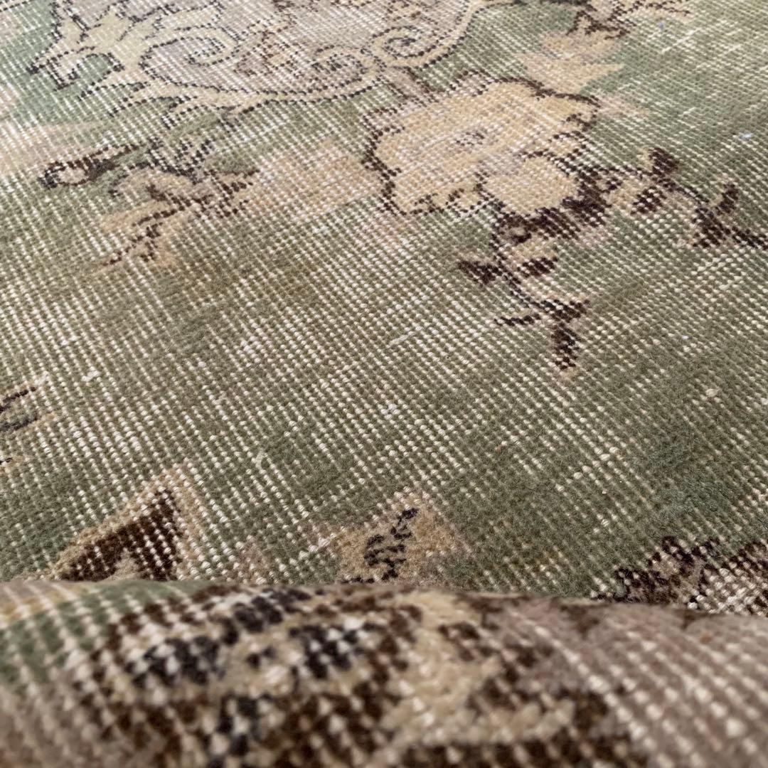 超大判　264. 153 トルコヴィンテージラグ　スモーキーグリーン　メダリオン