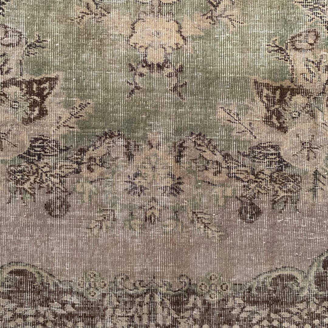 超大判　264. 153 トルコヴィンテージラグ　スモーキーグリーン　メダリオン