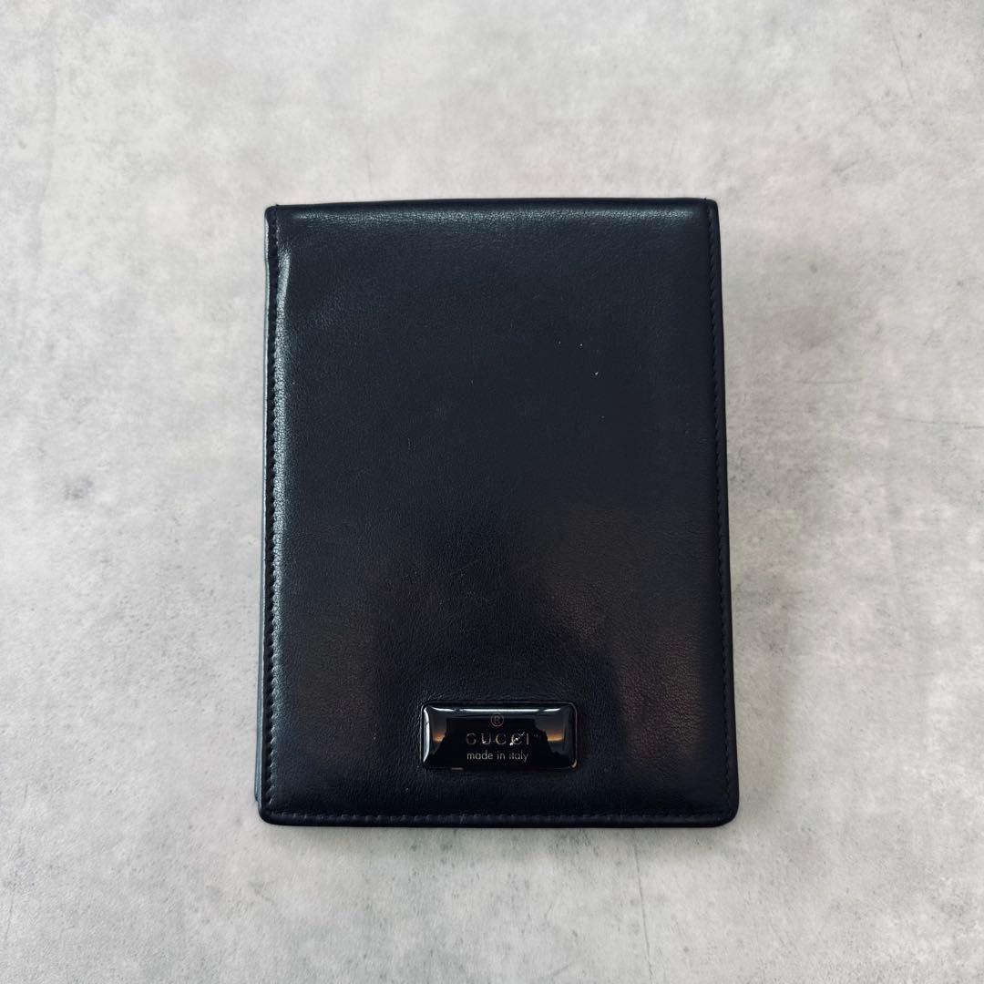 小物 GUCCI Logo plate leather bifold wallet