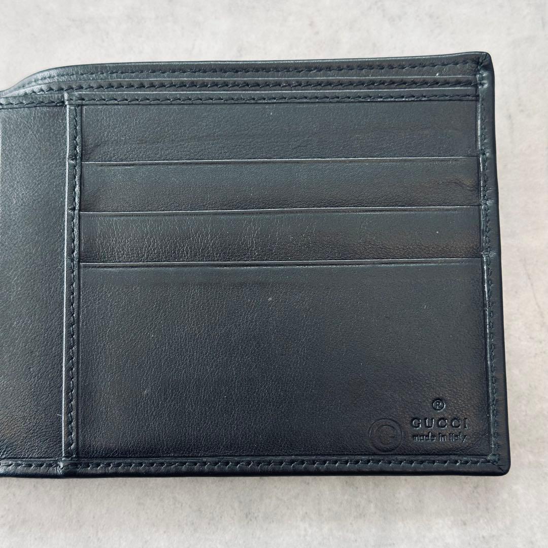 小物 GUCCI Logo plate leather bifold wallet