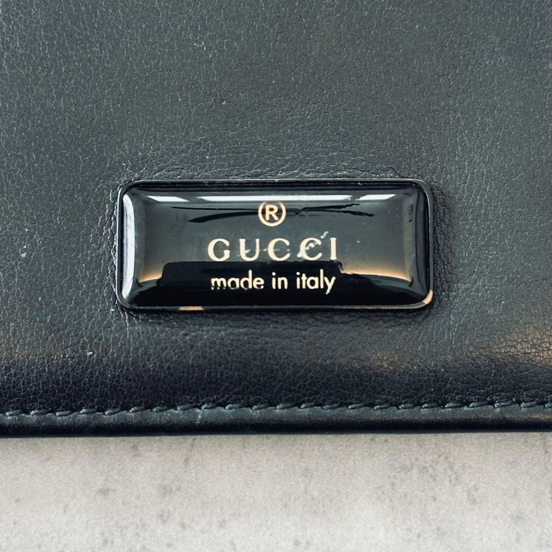 小物 GUCCI Logo plate leather bifold wallet