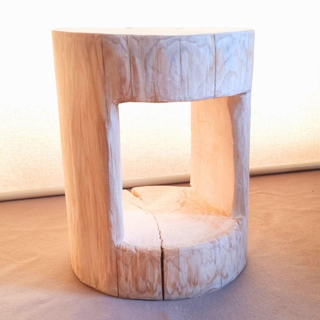 天然アロマ 東濃ひのき くり抜き シンプル 丸太スツール オーガニック