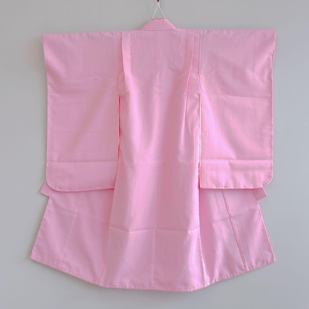 【新品未使用】七五三　３歳　女の子　被布フルセット　ピンク赤　無地