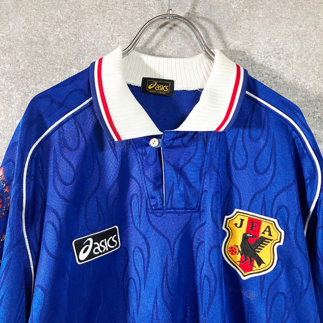 asics　1998 日本代表 ユニフォーム　フランスW杯 サッカー　炎 襟付き