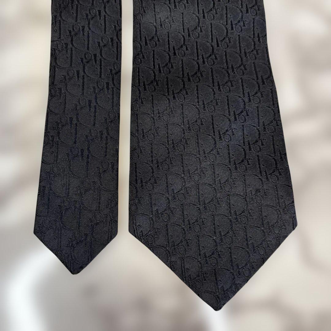 【極美品✨】DIOR ネクタイ　オブリーク柄　ブラック　黒　トロッター　刺繍