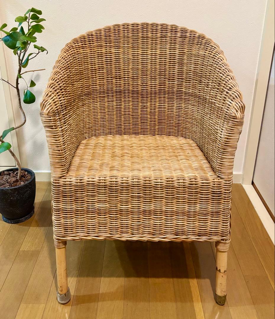ラタン製　籐　アームチェア ヴィンテージ　古家具
