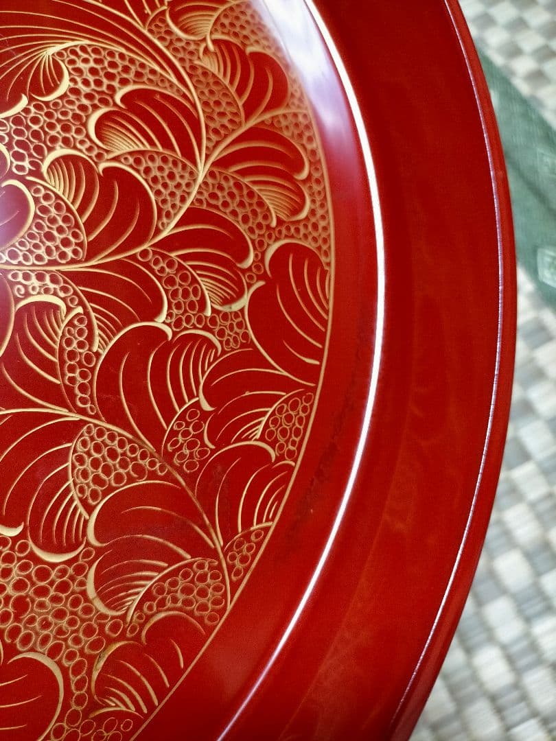 輪島塗　茶櫃　沈金　朱