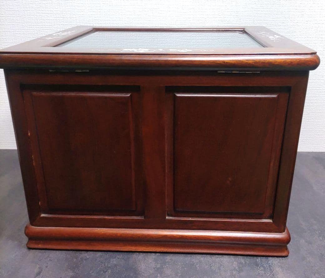 美品　螺鈿細工 ジュエリーケース二段引き出し 唐木 葡萄柄 花梨無垢材