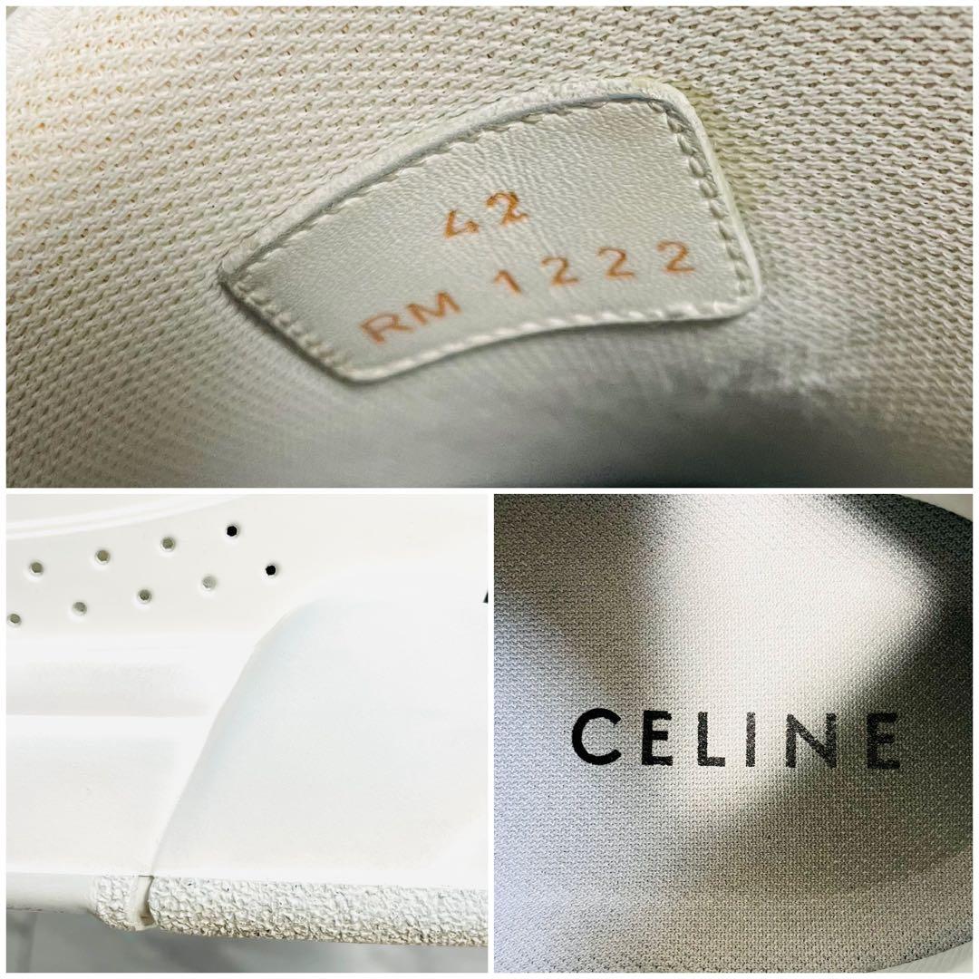 美品⭐️CELINE CT-07 サイドロゴ スニーカー レザー 白×黒27cm