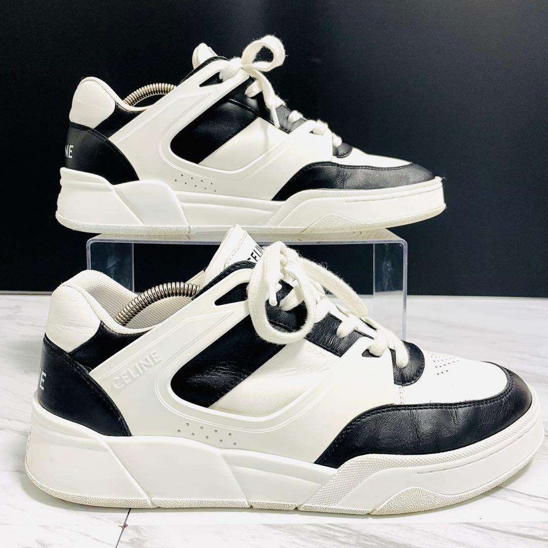 美品⭐️CELINE CT-07 サイドロゴ スニーカー レザー 白×黒27cm