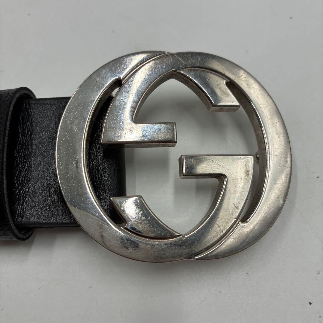 GUCCI グッチ インターロッキング ベルト シルバー ブラック