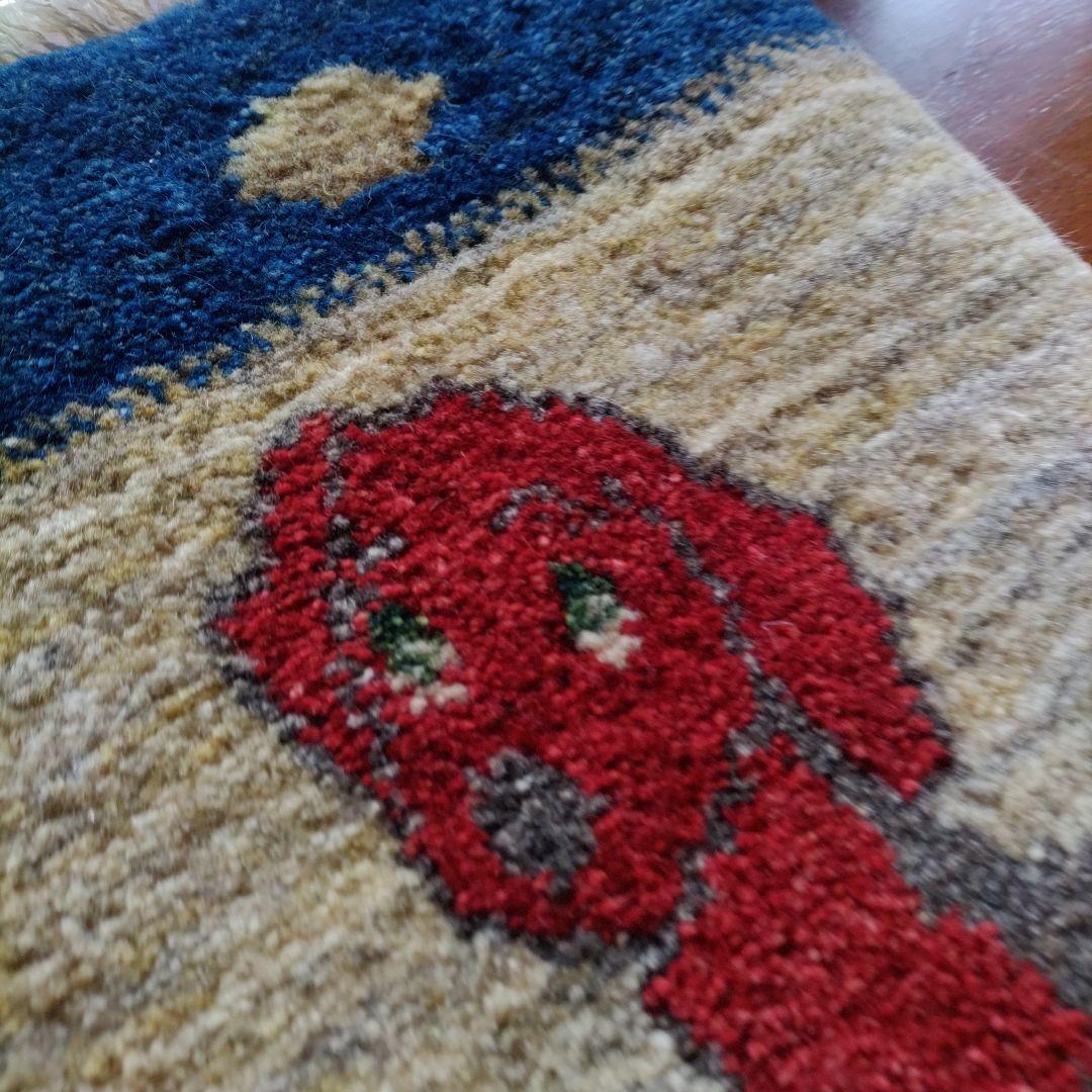 座布団ギャッベ イラン シラーズ 手織り 草木染 手紬 犬柄 動物柄 わんちゃん