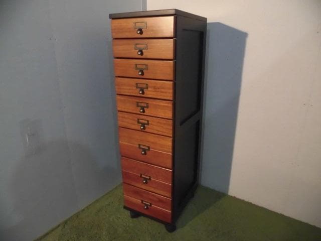 【送料無料・新品】天然木北欧風★マルチ書類多段チェスト9段【キャスター付】