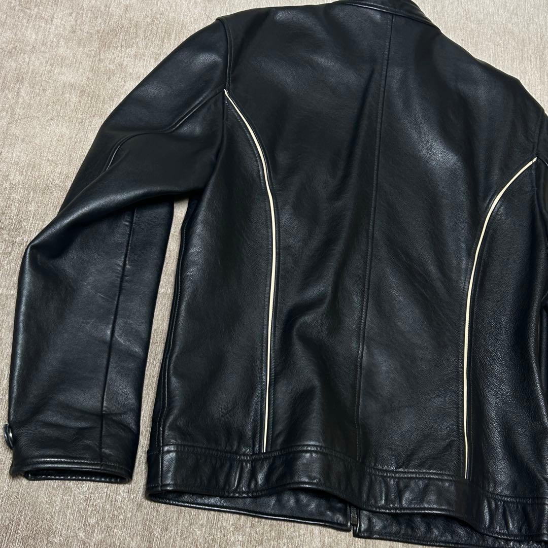 美品　PS PaulSmith シングルライダースジャケット　(L) 牛革　黒