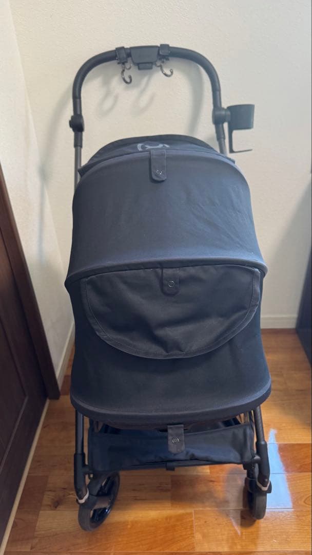 cybex MELIO ブラック　純正カップホルダー、レインカバー付き