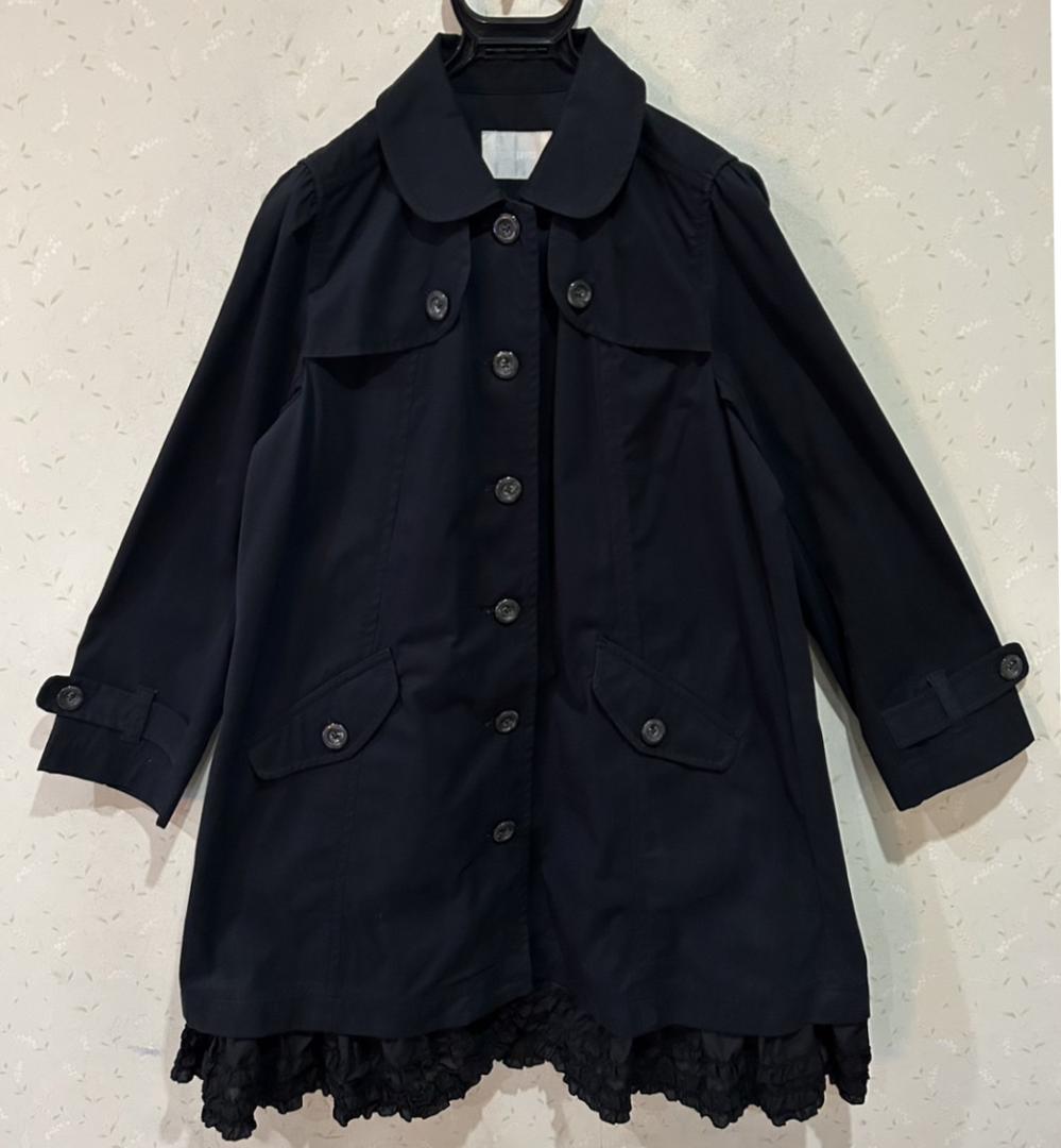 ＊PINK HOUSE 丸襟 フリル 2WAY ブラック トレンチコート