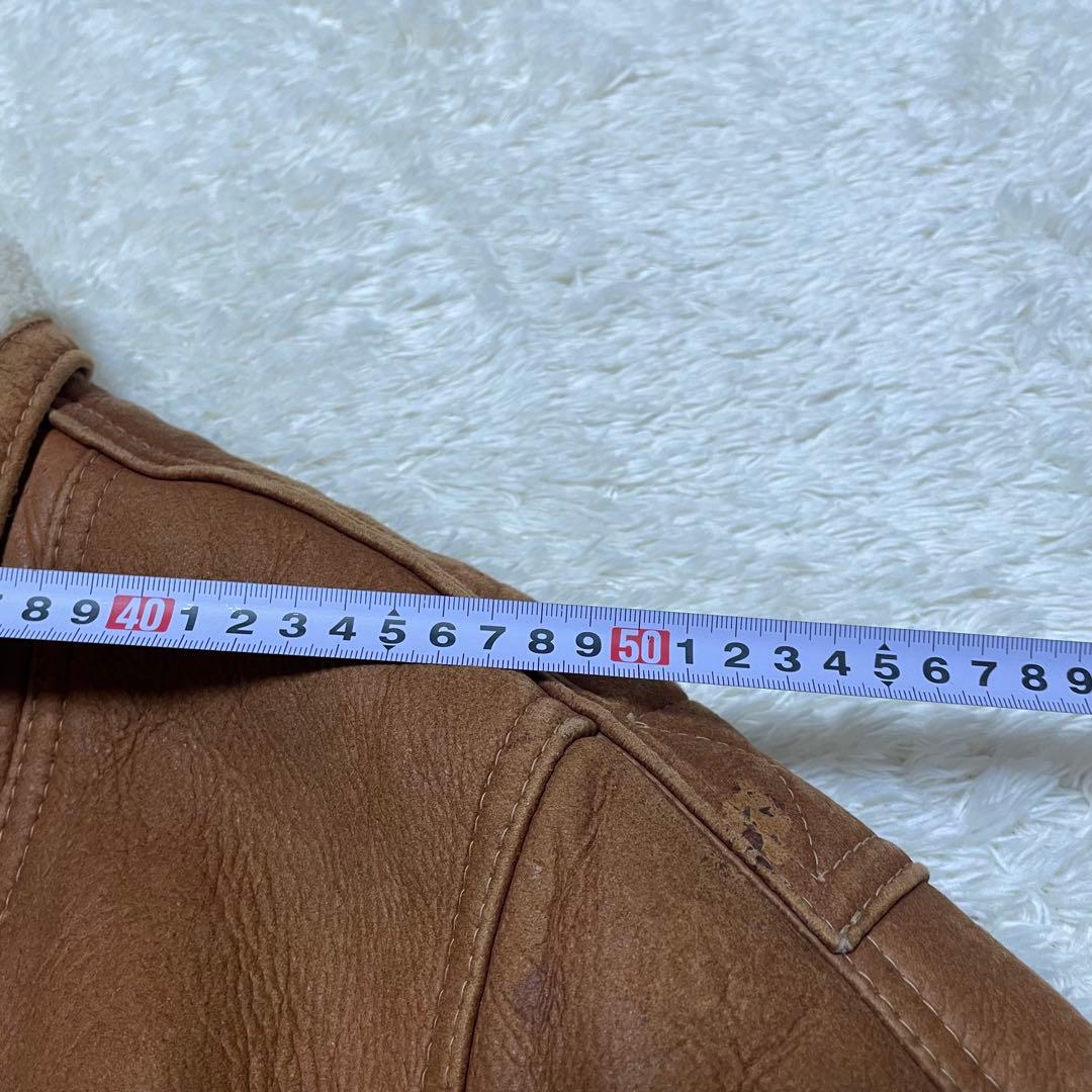希少‼️USA製 ムートンライダースジャケット　ブラウンレザー　ダブル　ボア襟付き