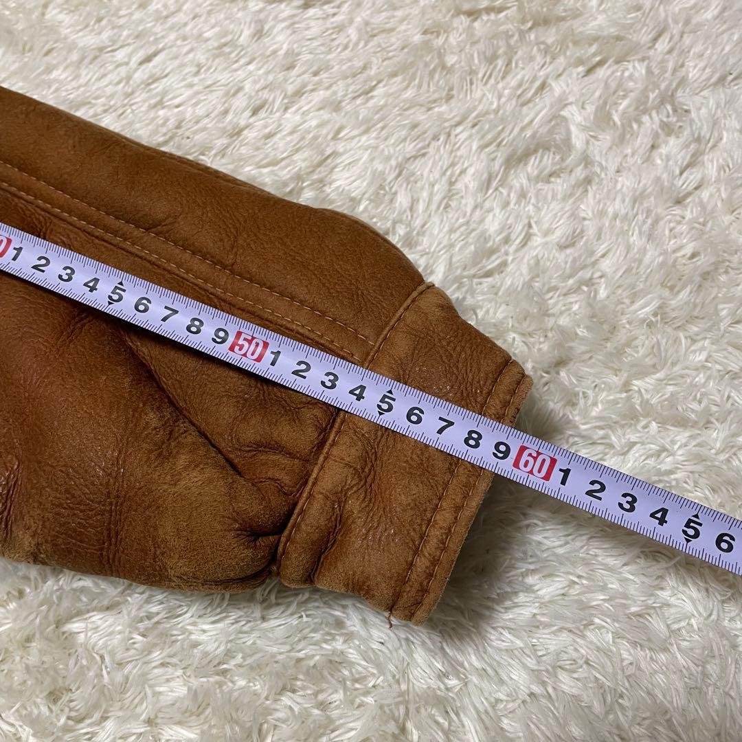 希少‼️USA製 ムートンライダースジャケット　ブラウンレザー　ダブル　ボア襟付き