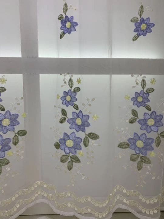 カーテン レースカーテン オーダーカーテン 二枚入り 花柄 アジャスターフック