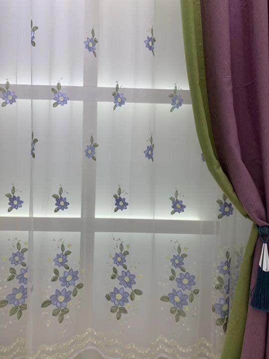 カーテン レースカーテン オーダーカーテン 二枚入り 花柄 アジャスターフック