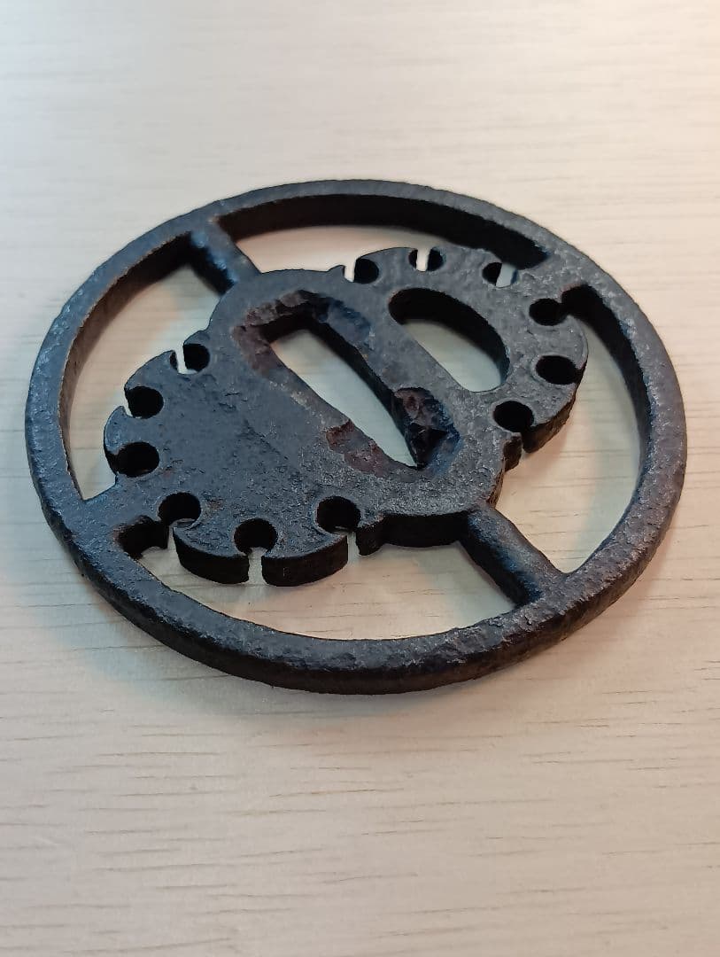 鍔　雪輪竹透かし鍔　正阿弥　鑑定書有り