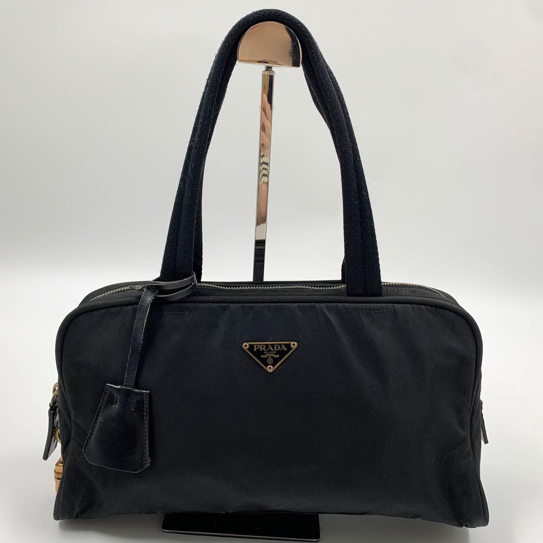 【✨極美品✨】 プラダ ミニボストンバッグ 三角ロゴ 南京錠 ナイロン ブラック