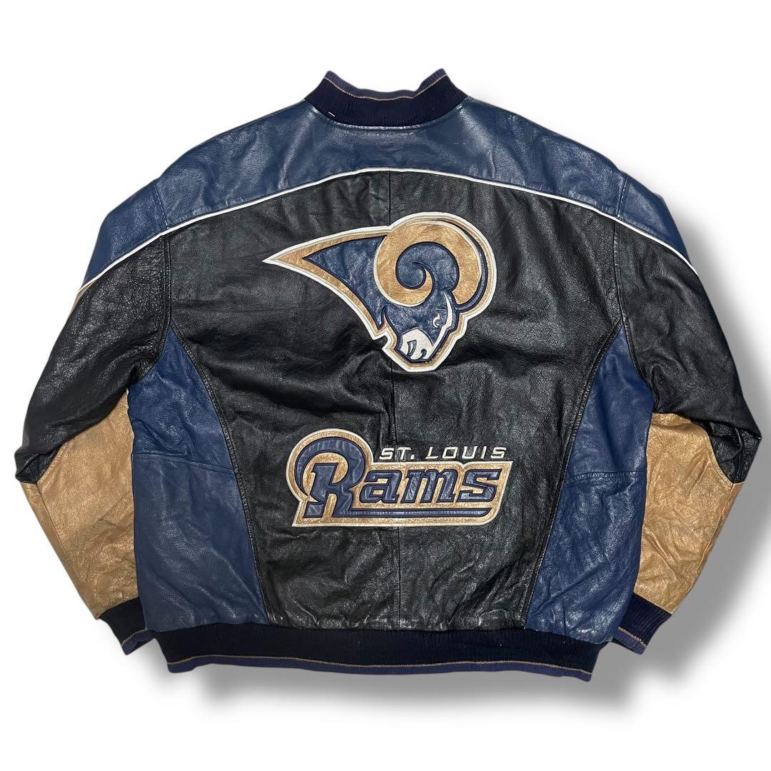 希少 90s NFL ラムズ ST.LOUIS RAMS レザースタジャン XL