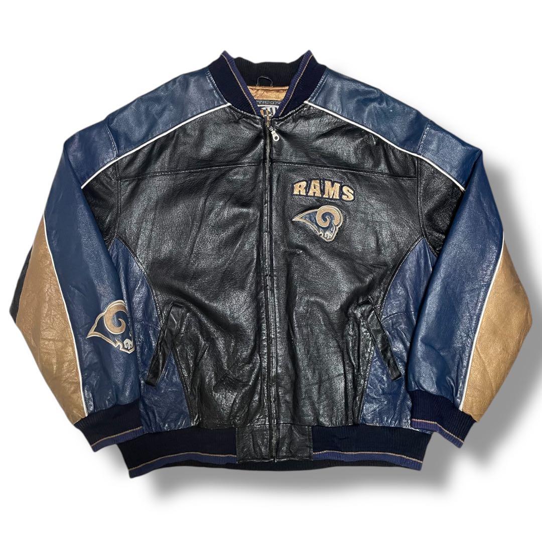 希少 90s NFL ラムズ ST.LOUIS RAMS レザースタジャン XL