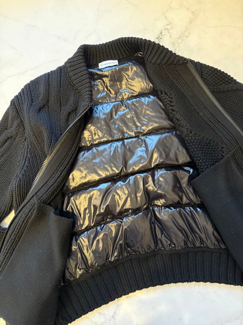 MONCLER モンクレールニット切替ダウンジャケット S ブラック 安心鑑定付