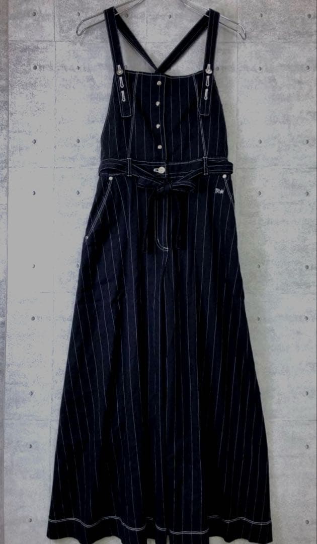 エムズグレイシー カタログ掲載麻混ストライプオーバーオール　42 ❤️70%引